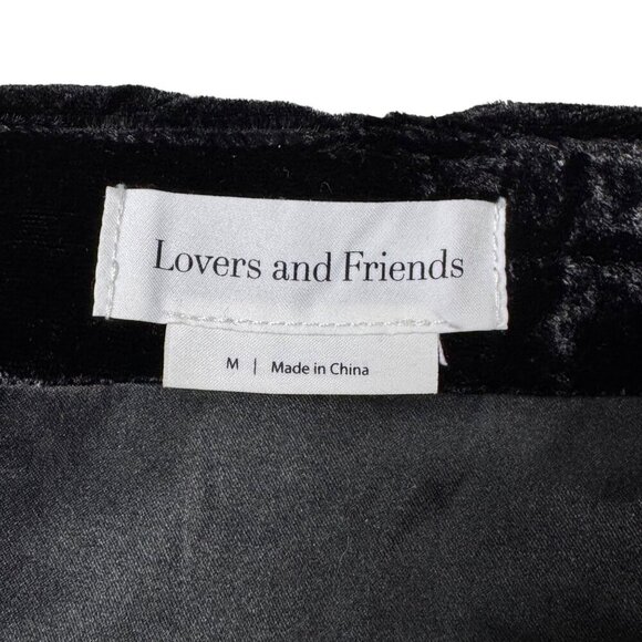 Revolve Lovers + Friends Merci Mini Skirt Sz.M Black Velvet Draped Waist Goth - Picture 7 of 13